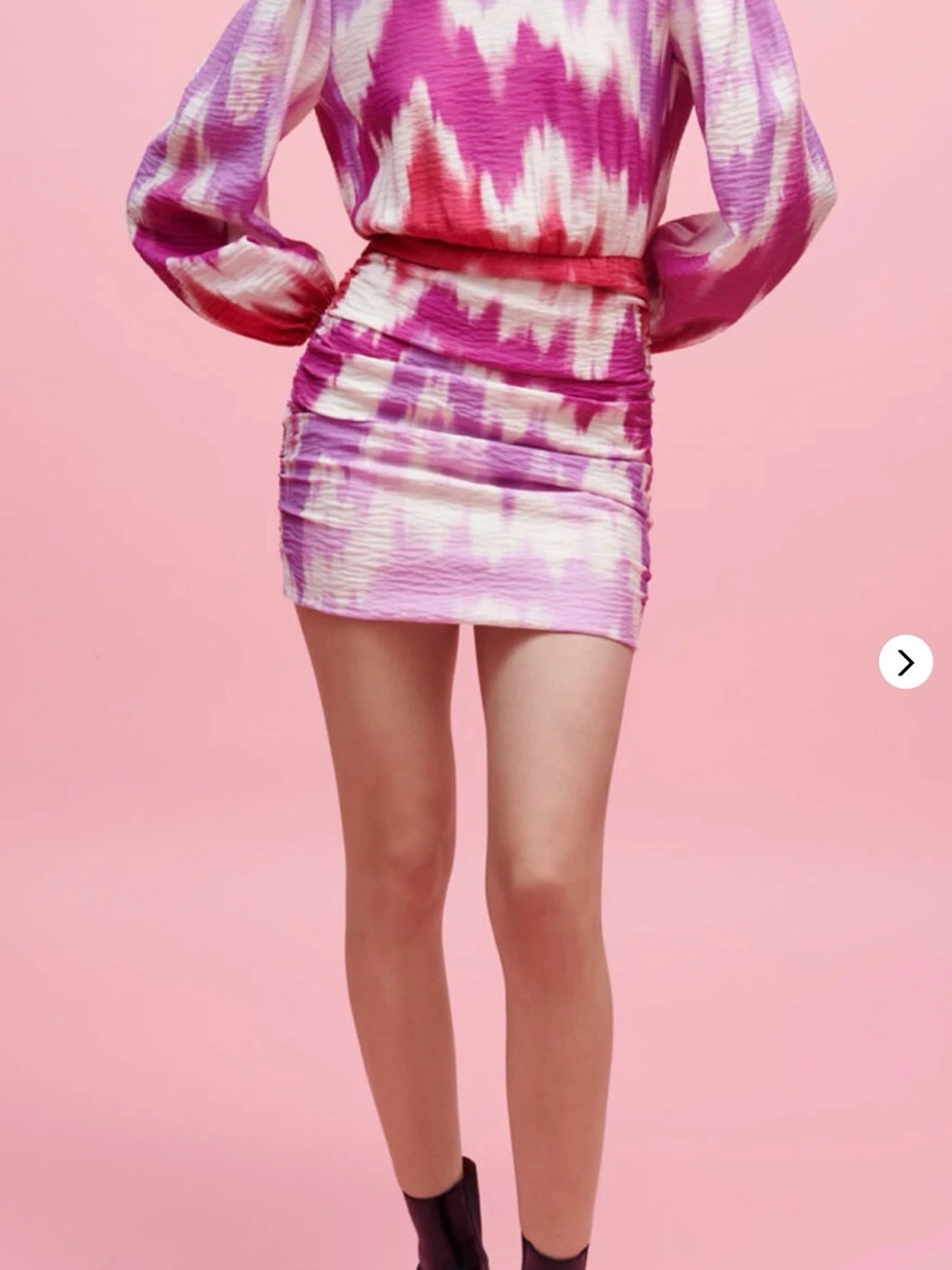 Maje Pink and White Tie-Dye Mini Dress